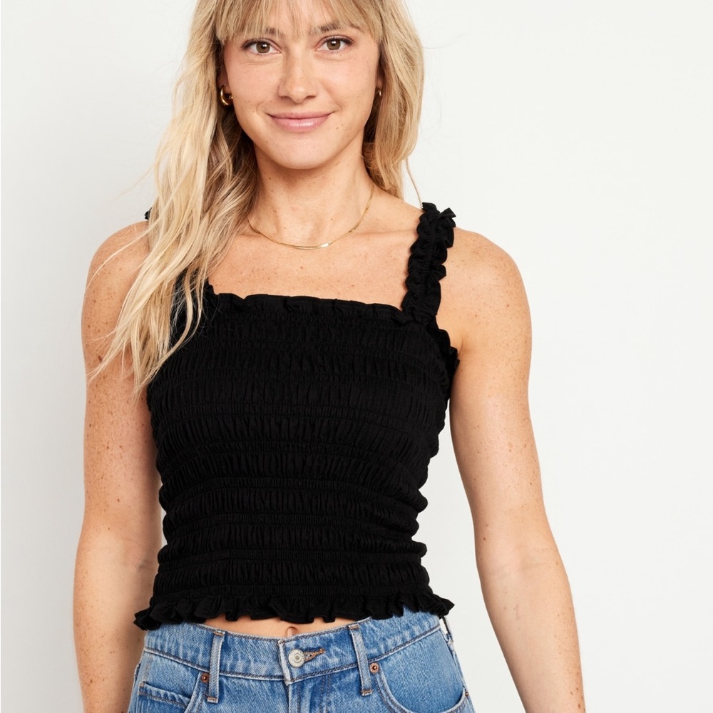NWT black old navy fitted smocked tank top size XL tall